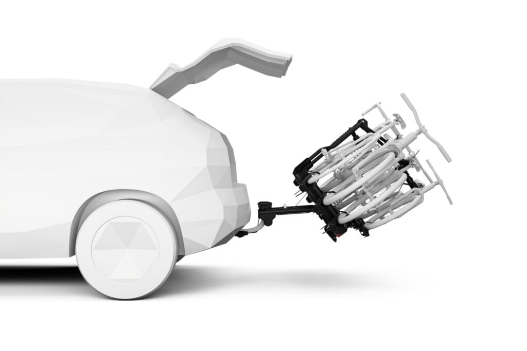 EasyFold 3 (3 Bikes +1) von THULE (Auto-Fahrradträger) gekippt